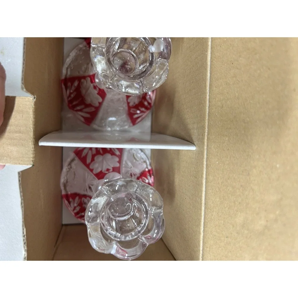 Fifth Avenue Crystal Candle Holders Red Accent Set Of 2